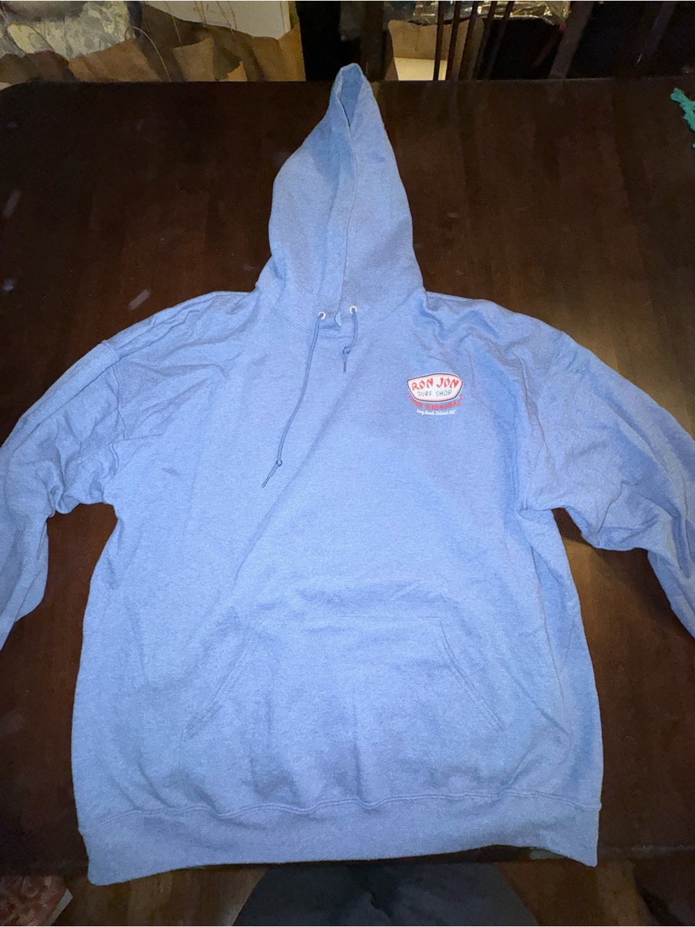 Ron Jon LBI Light Blue Pullover Hoodie with Small Chest Logo